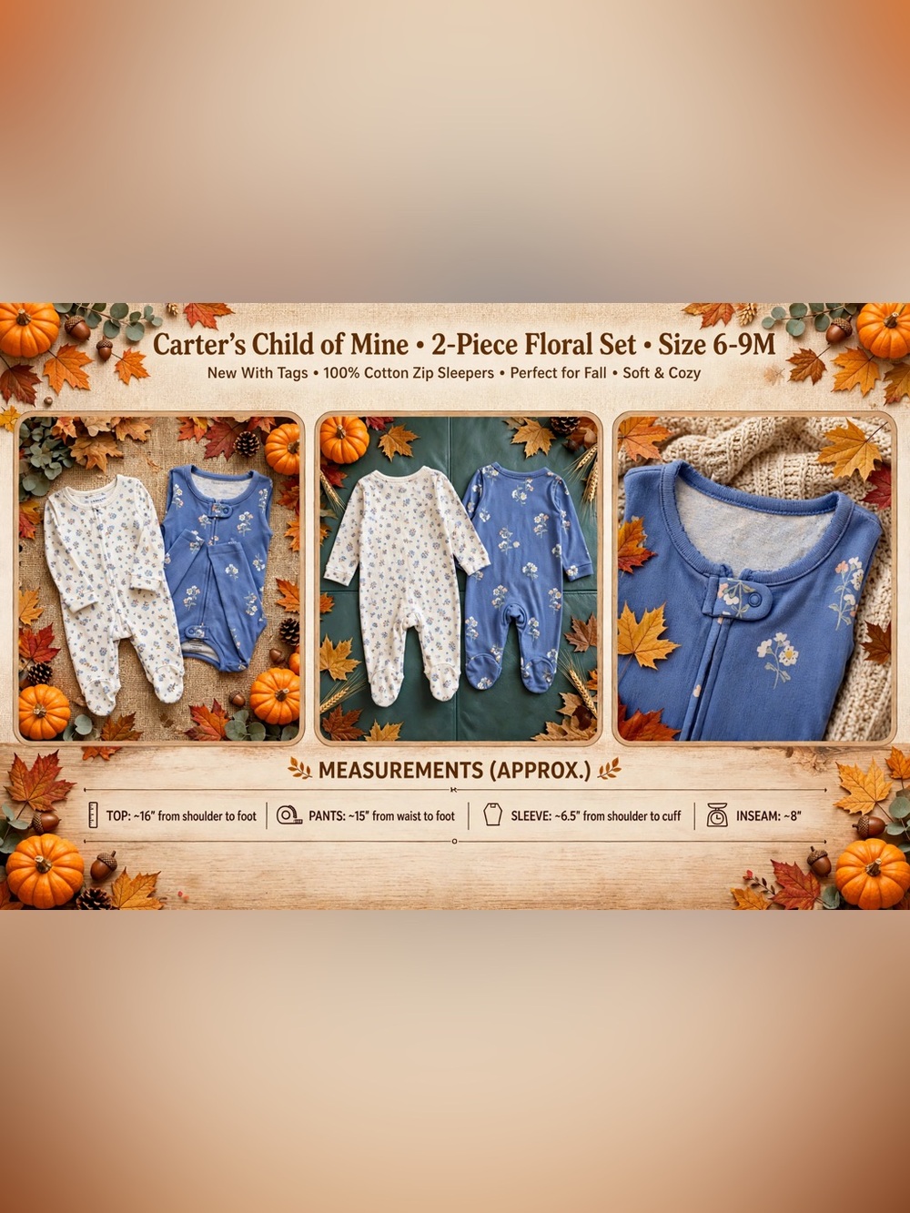 NWT Carter’s Child of Mine 2pc Baby Girl Set, Size 6-9M.